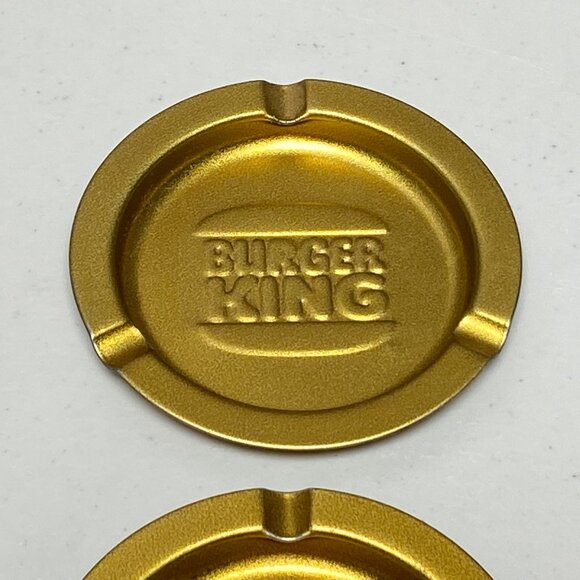 Vintage Burger King Goldtone Metal Ashtray Set Of 4 - Picture 5 of 8